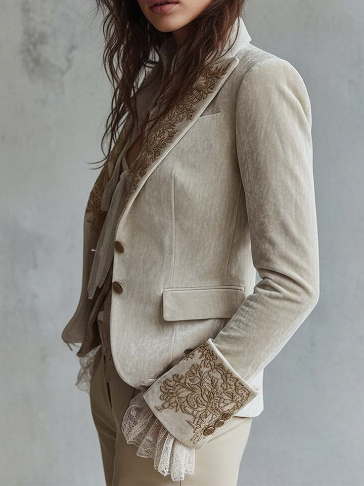 Women’s Ivory Embroidered Tailored Blazer