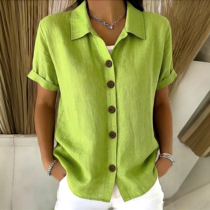 Lison™ | Relaxed Solid Blouse Featuring Shawl Collar