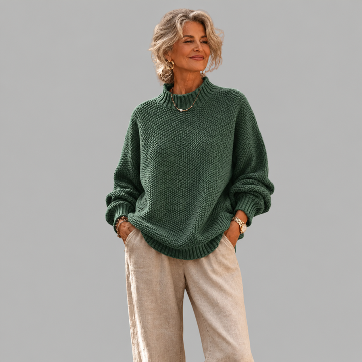 MIRA-Relaxed Mock Neck Knit Sweater Ruth