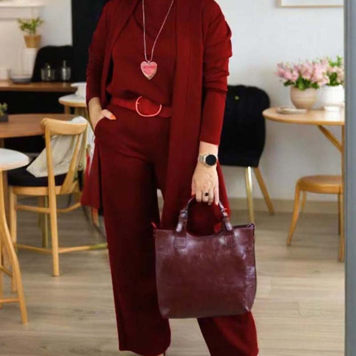 FLORIS 3-Piece Set Including Long Cardigan, Top, and Pants