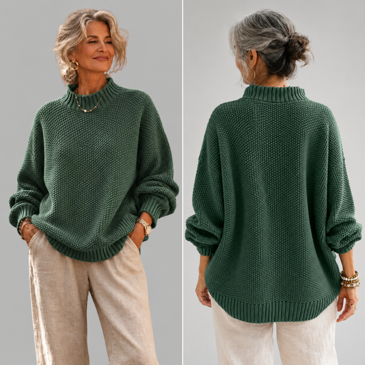 MIRA-Relaxed Mock Neck Knit Sweater Ruth