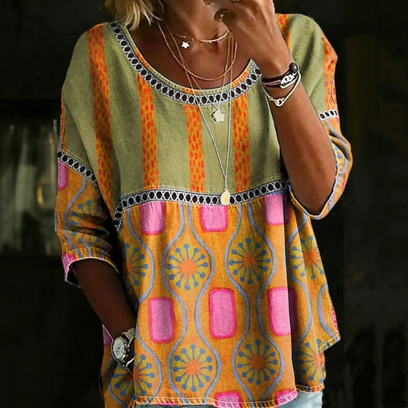 Élodie™ | Vintage-Inspired Casual Printed Blouse