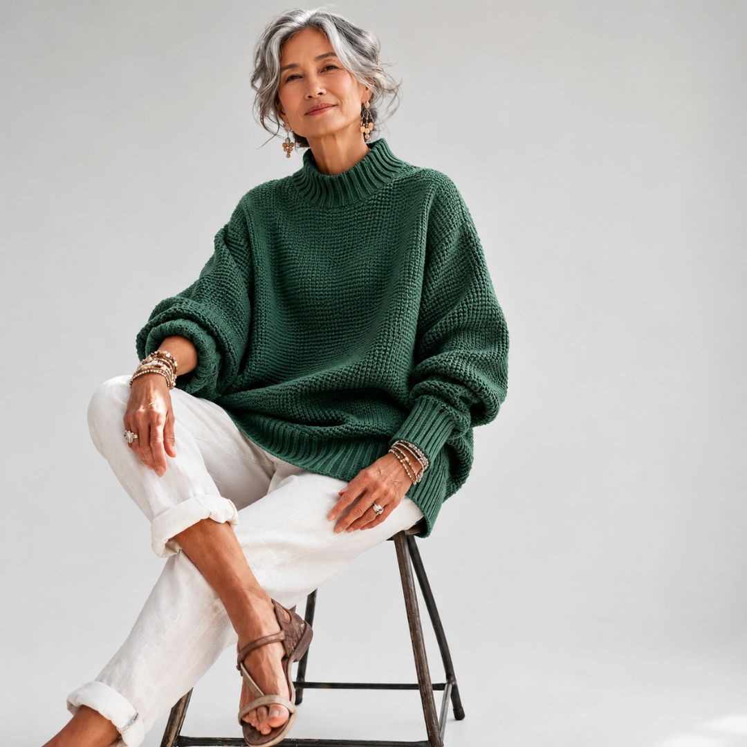 MIRA-Relaxed Mock Neck Knit Sweater Ruth
