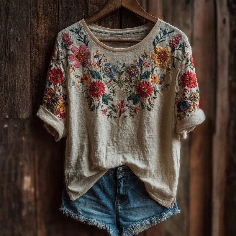 Rosalie™ | Retro Floral Print Tee
