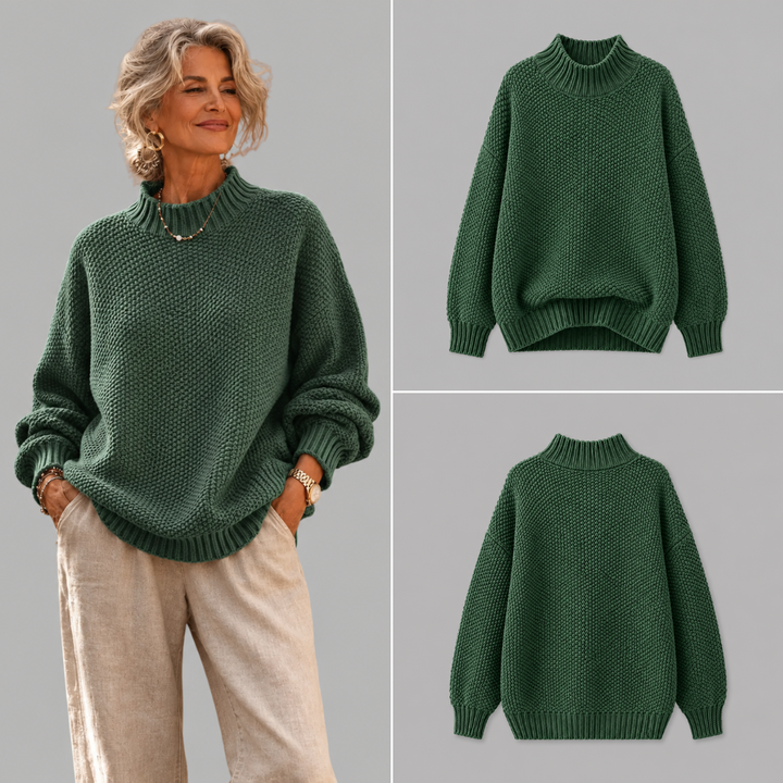 MIRA-Relaxed Mock Neck Knit Sweater Ruth
