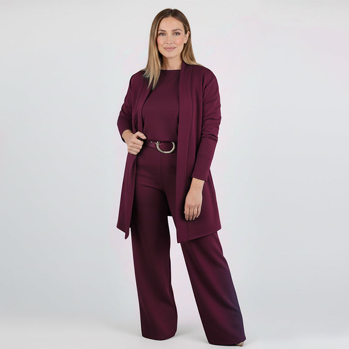 FLORIS 3-Piece Set Including Long Cardigan, Top, and Pants