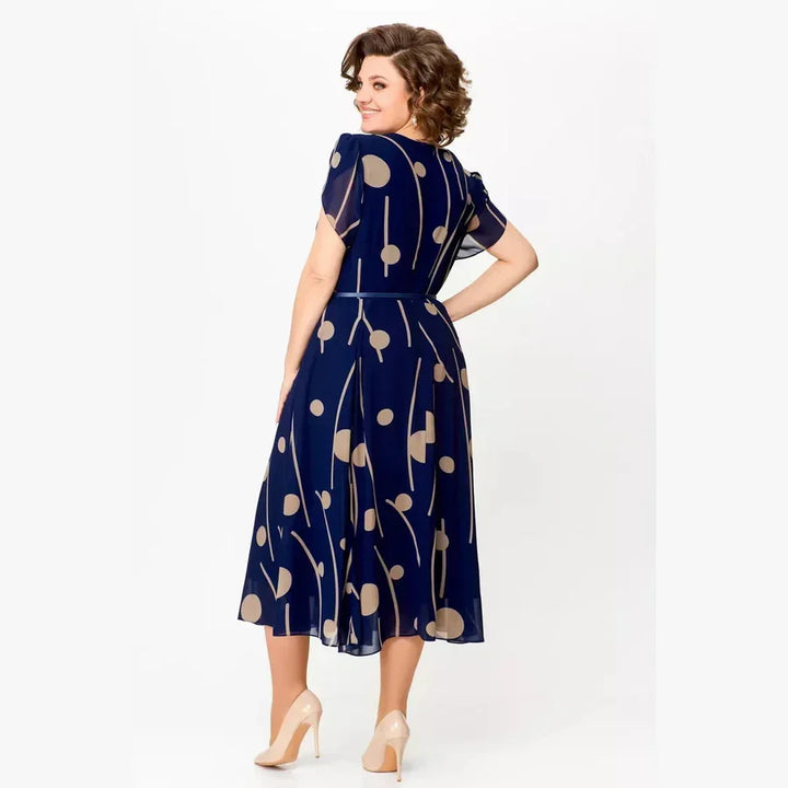IVY | NAVY POLKA DOT PRINT MIDI DRESS