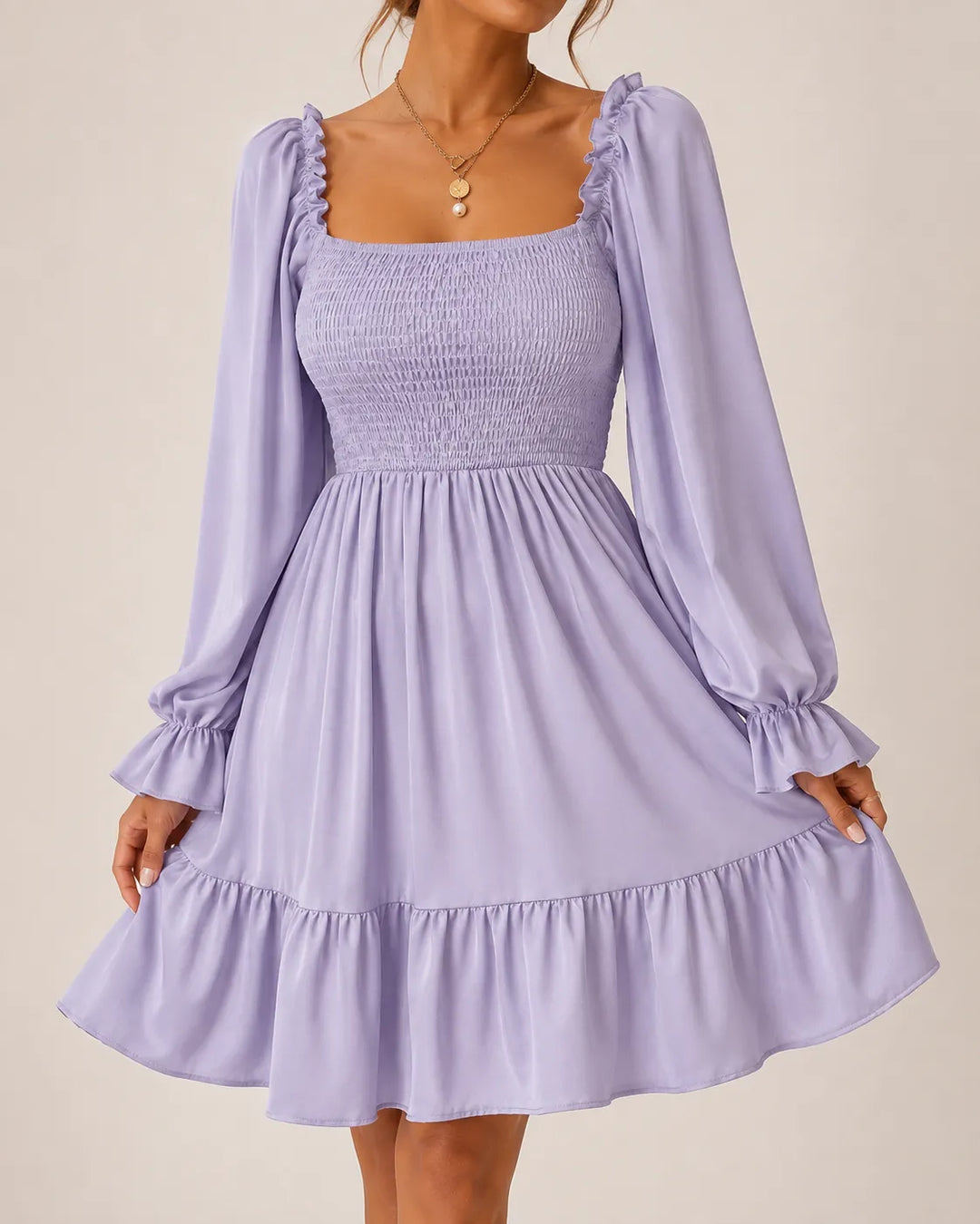 Rosalie | Smocked Long Sleeve Mini Dress