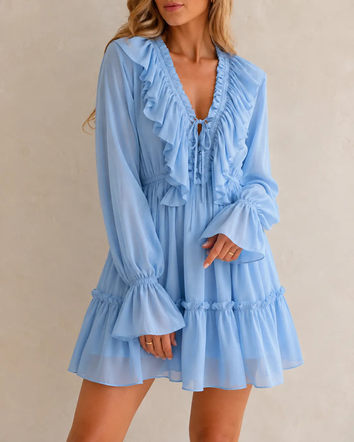 Elowen | Ruffle V-Neck Mini Dress
