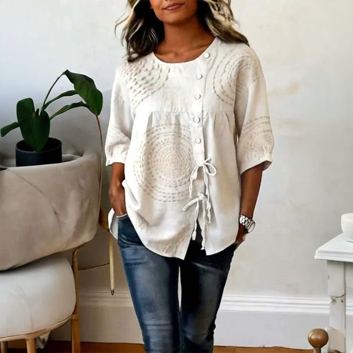 Élodie™ | Vintage-Inspired Casual Printed Blouse