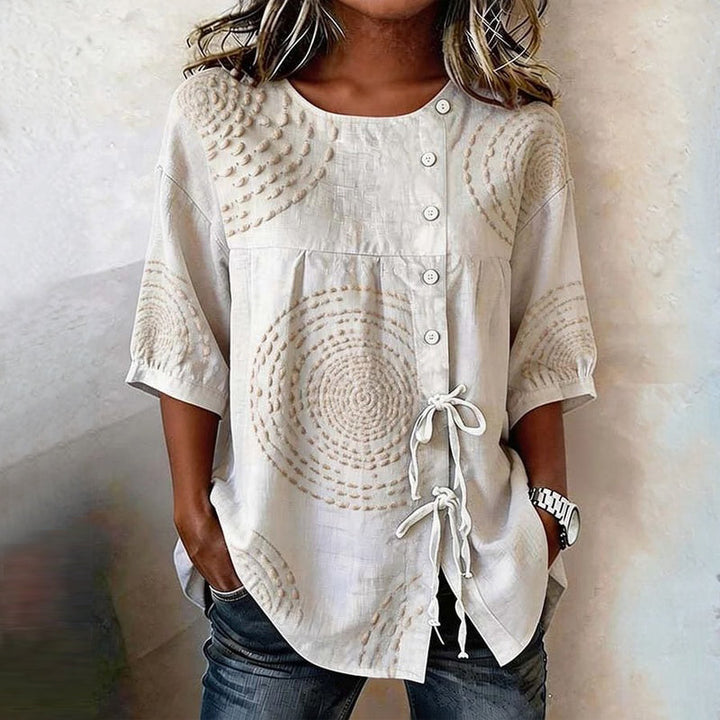Élodie™ | Vintage-Inspired Casual Printed Blouse