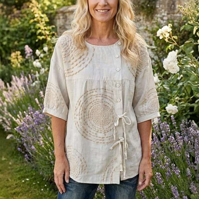 Élodie™ | Vintage-Inspired Casual Printed Blouse