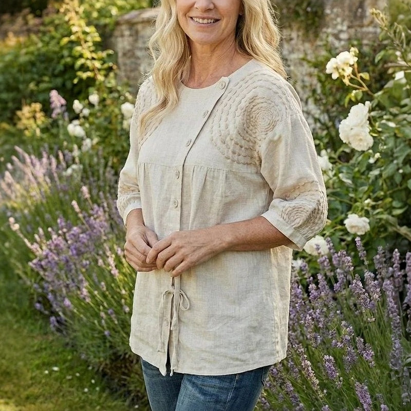 Élodie™ | Vintage-Inspired Casual Printed Blouse