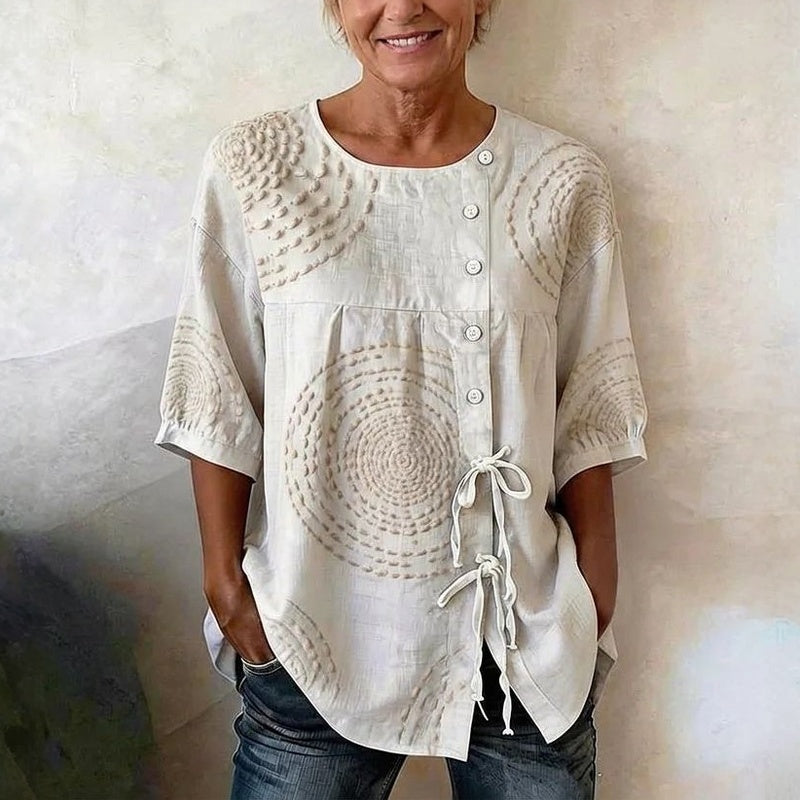 Élodie™ | Vintage-Inspired Casual Printed Blouse