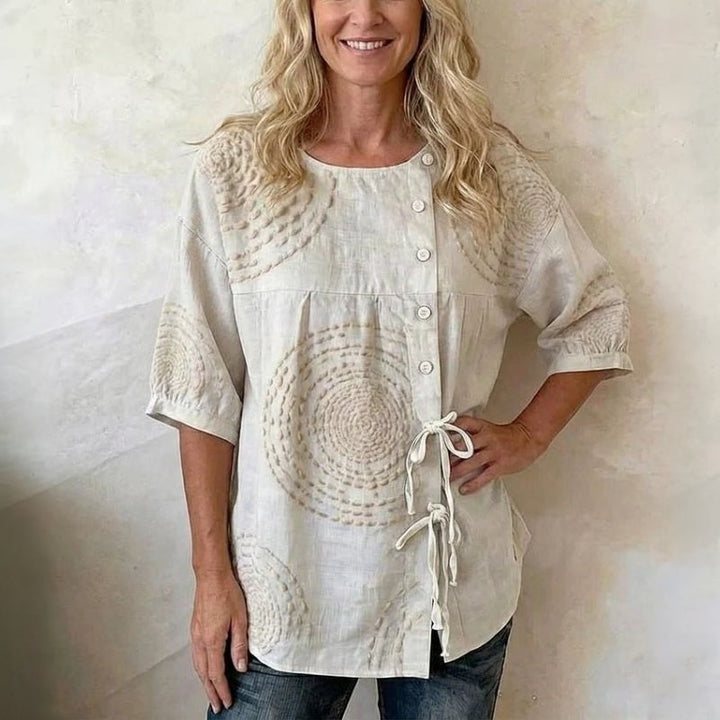 Élodie™ | Vintage-Inspired Casual Printed Blouse