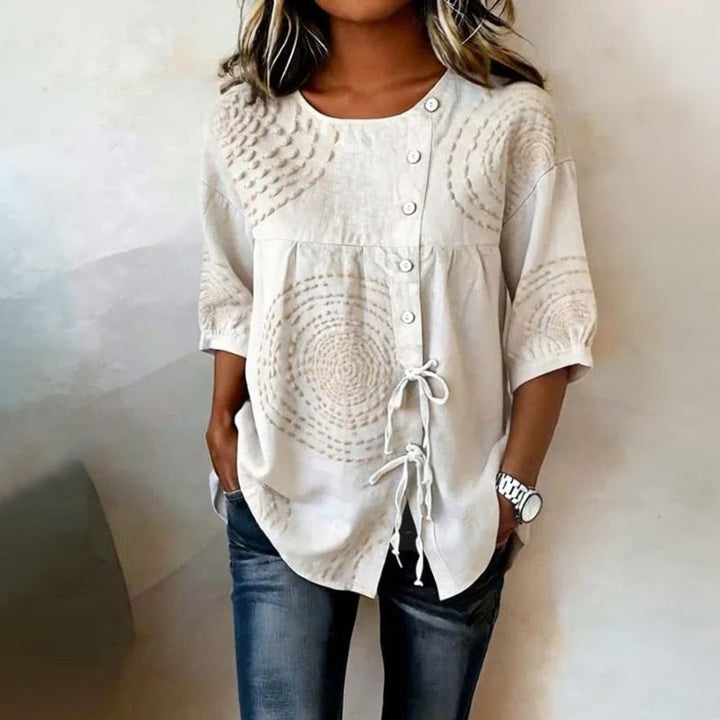 Élodie™ | Vintage-Inspired Casual Printed Blouse