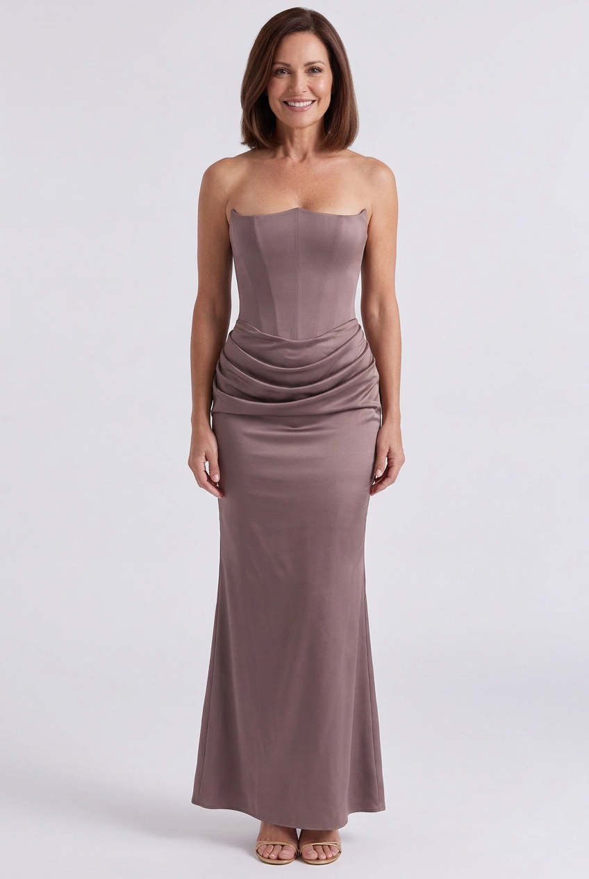 Natalia Strapless Ruched Maxi Dress