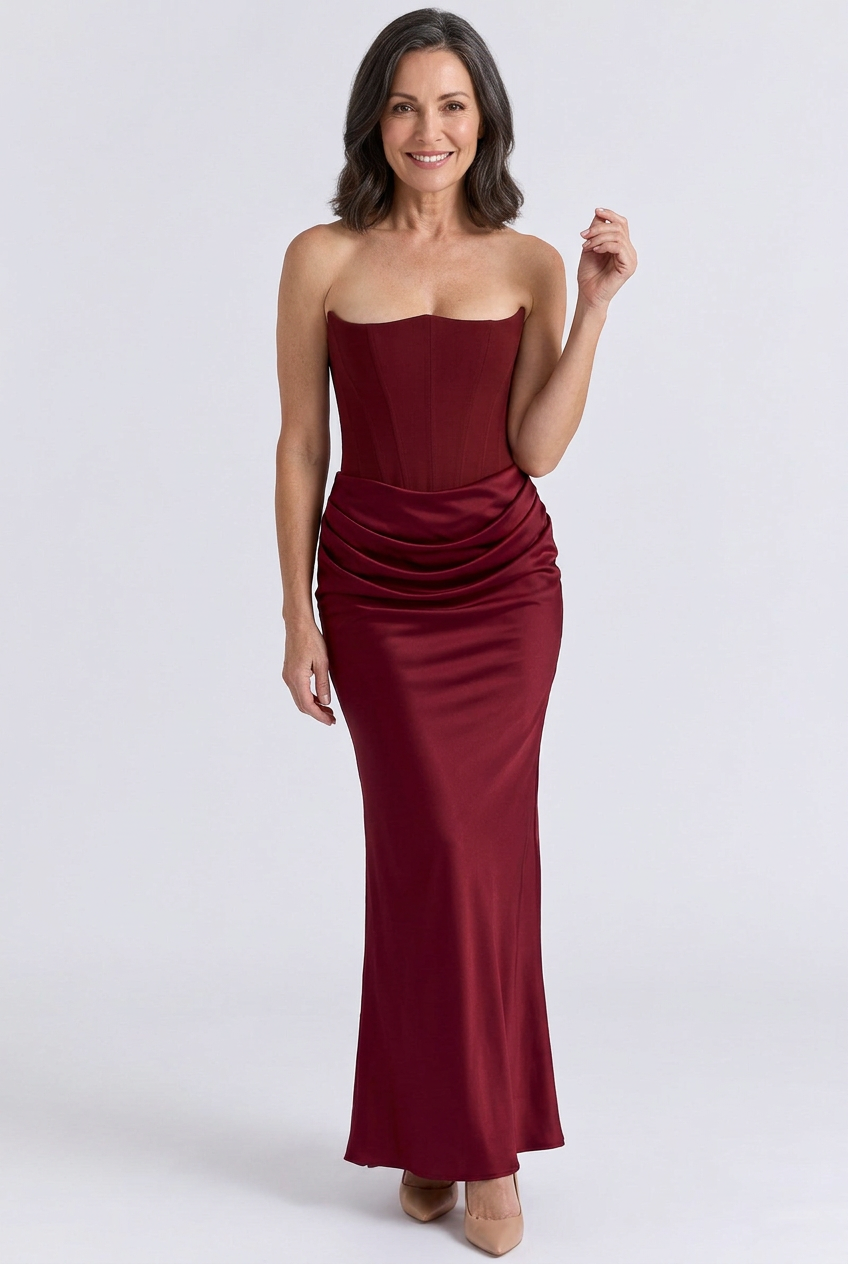 Natalia Strapless Ruched Maxi Dress