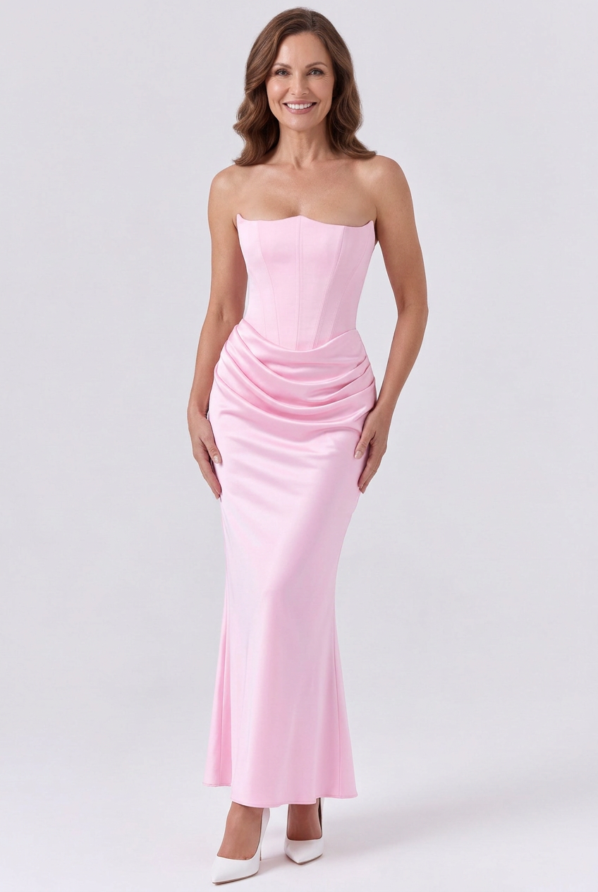 Natalia Strapless Ruched Maxi Dress