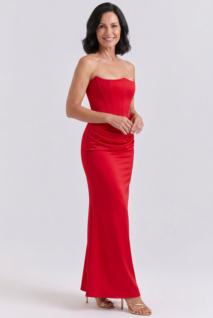 Natalia Strapless Ruched Maxi Dress