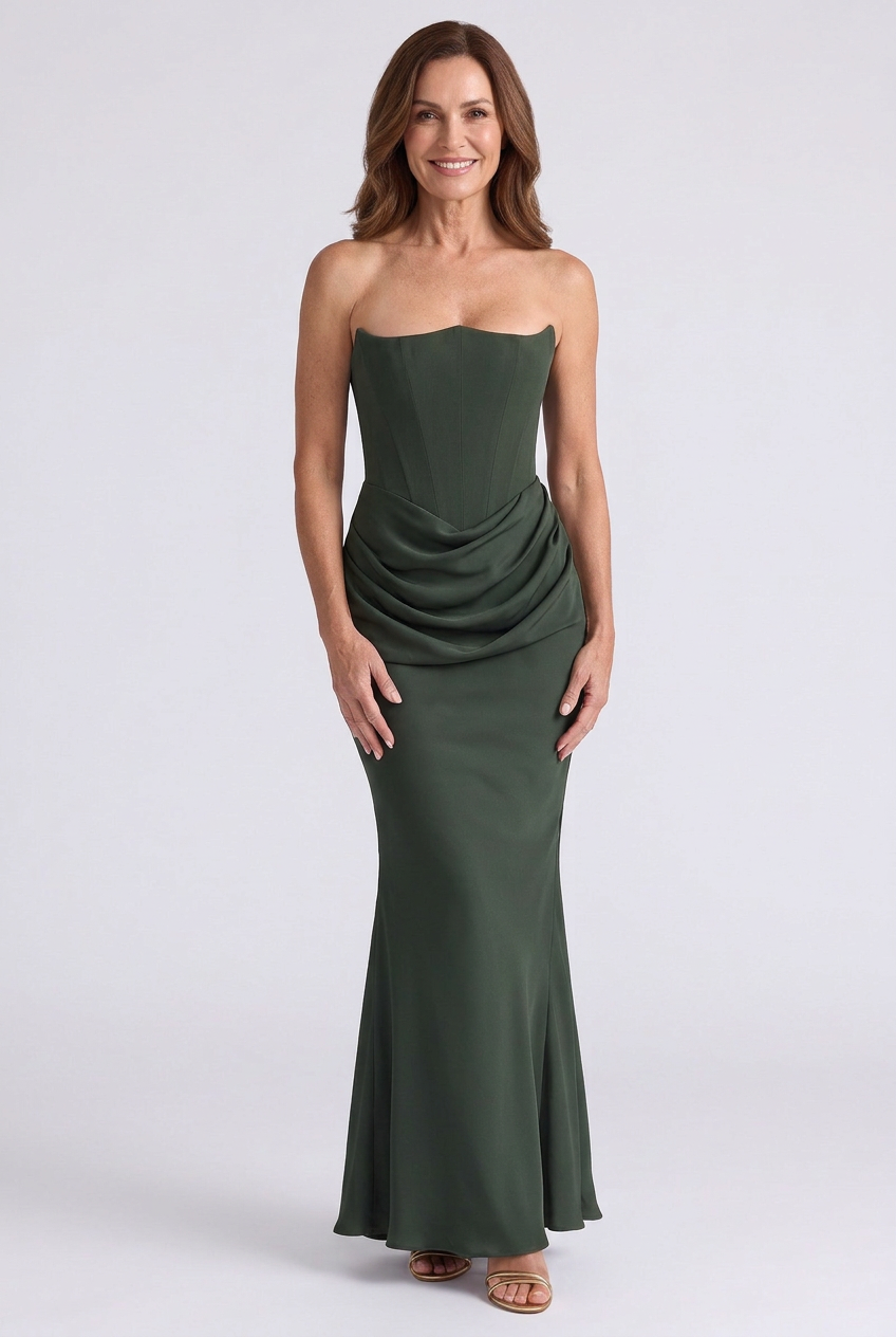 Natalia Strapless Ruched Maxi Dress