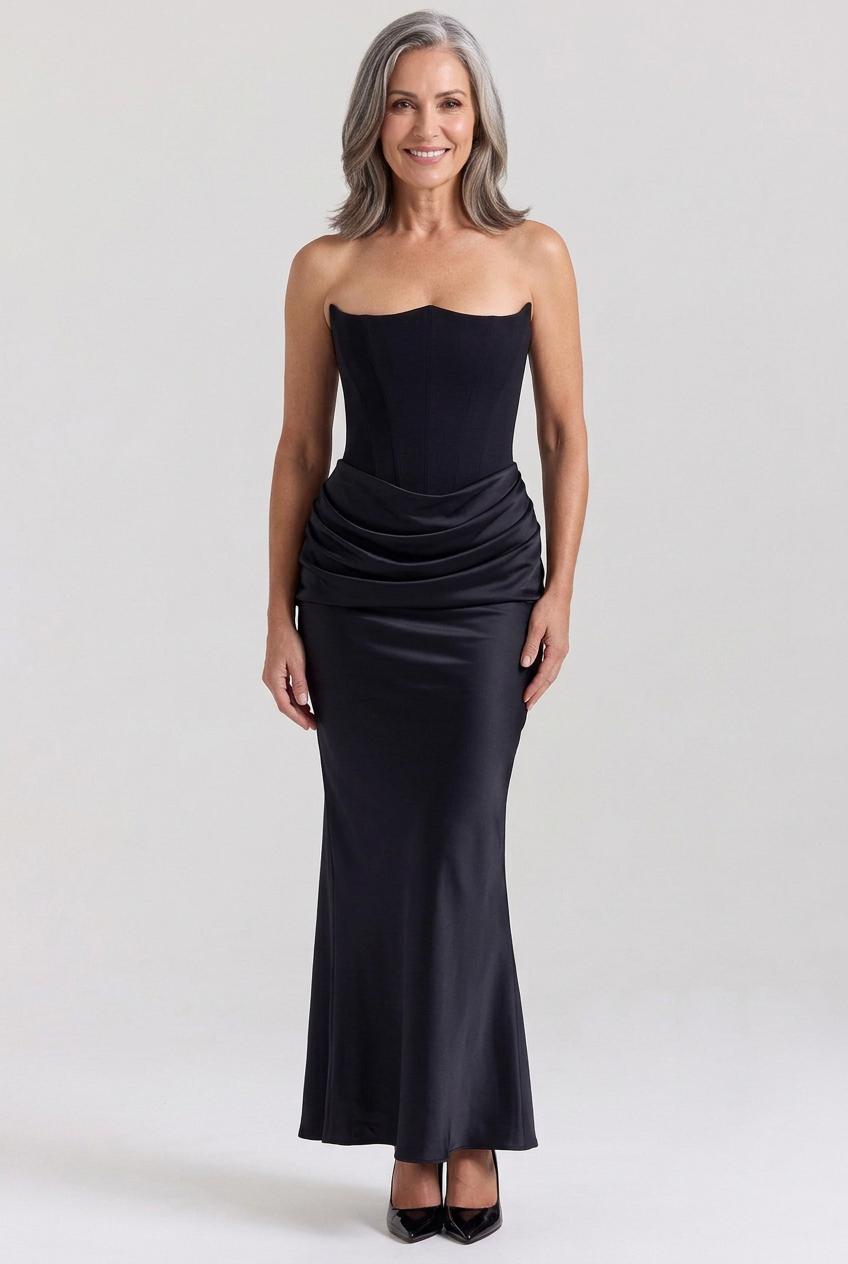 Natalia Strapless Ruched Maxi Dress