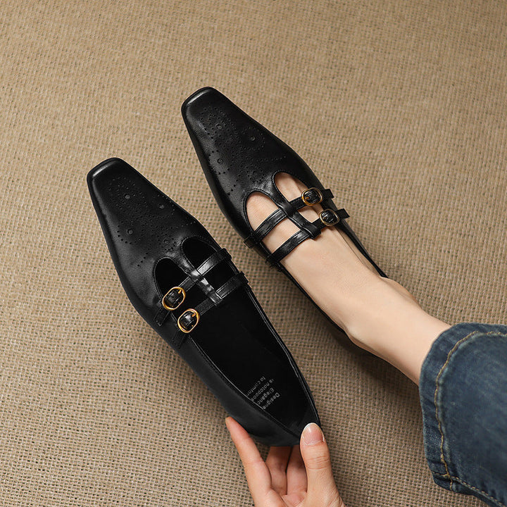 Ceyla | Brogued Double-Strap Mary Jane Flat
