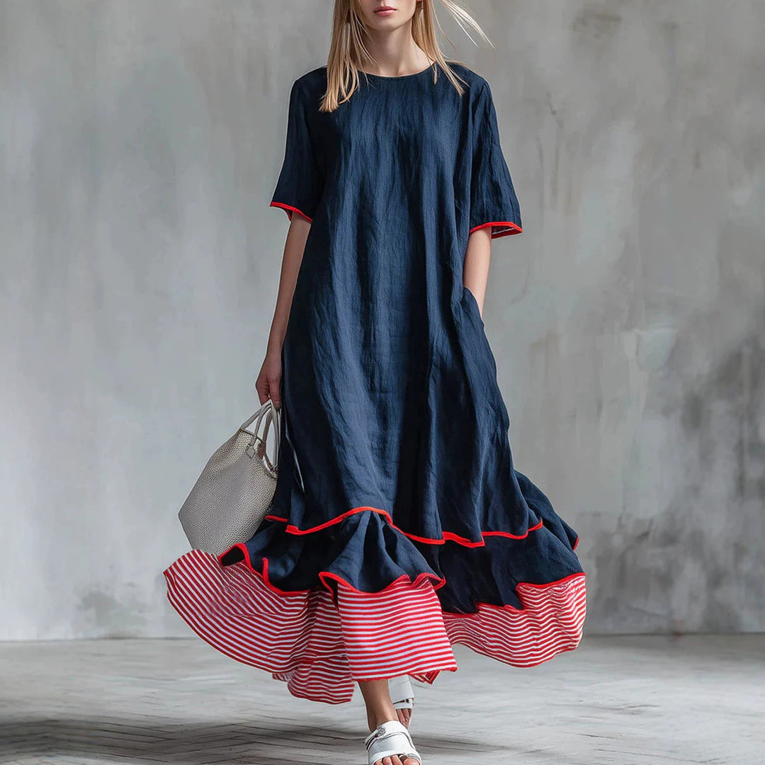 Casual Striped Patchwork Dress