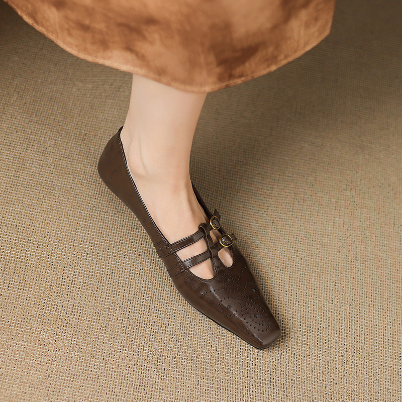 Ceyla | Brogued Double-Strap Mary Jane Flat