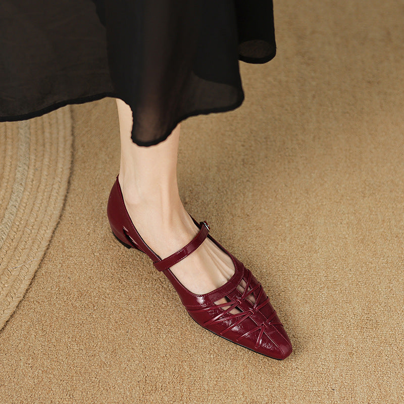 Quenby | Pointed Lattice-Cut Mary Jane Flat