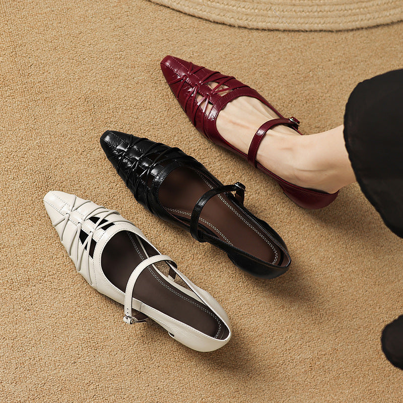 Quenby | Pointed Lattice-Cut Mary Jane Flat