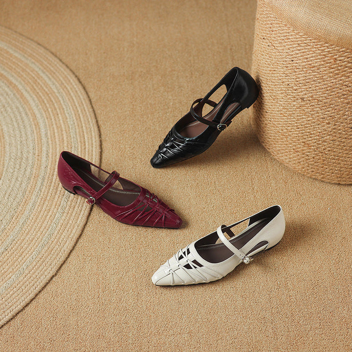 Quenby | Pointed Lattice-Cut Mary Jane Flat