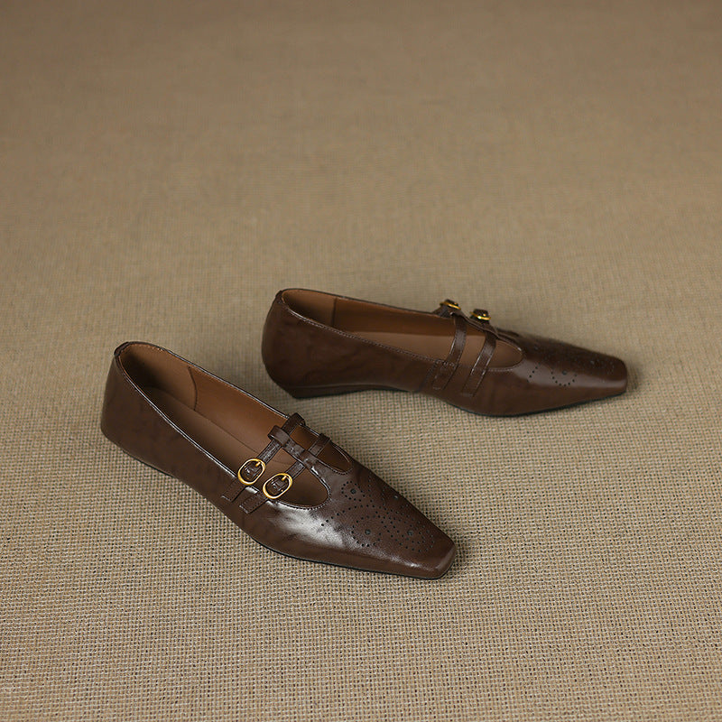 Ceyla | Brogued Double-Strap Mary Jane Flat