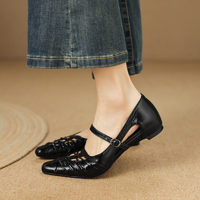 Quenby | Pointed Lattice-Cut Mary Jane Flat