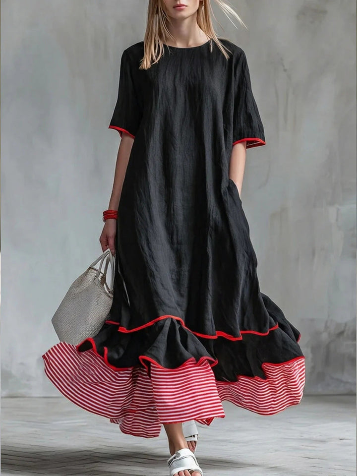 Casual Striped Patchwork Dress