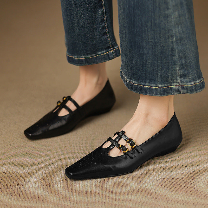 Ceyla | Brogued Double-Strap Mary Jane Flat