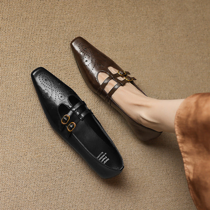 Ceyla | Brogued Double-Strap Mary Jane Flat