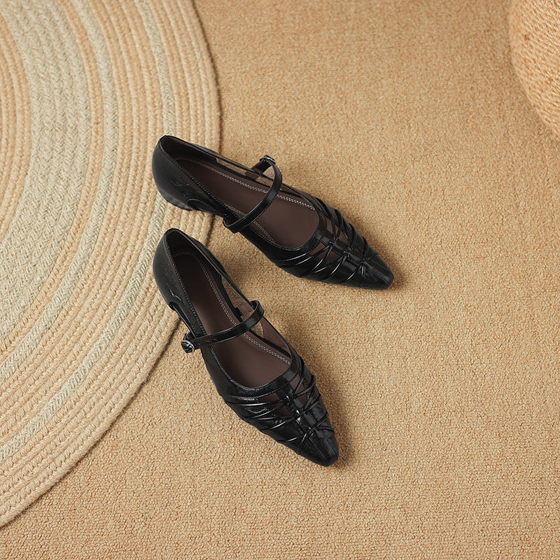 Quenby | Pointed Lattice-Cut Mary Jane Flat