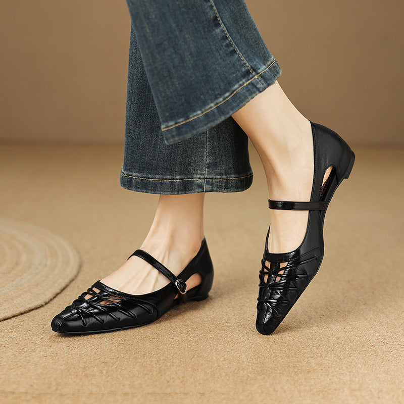 Quenby | Pointed Lattice-Cut Mary Jane Flat