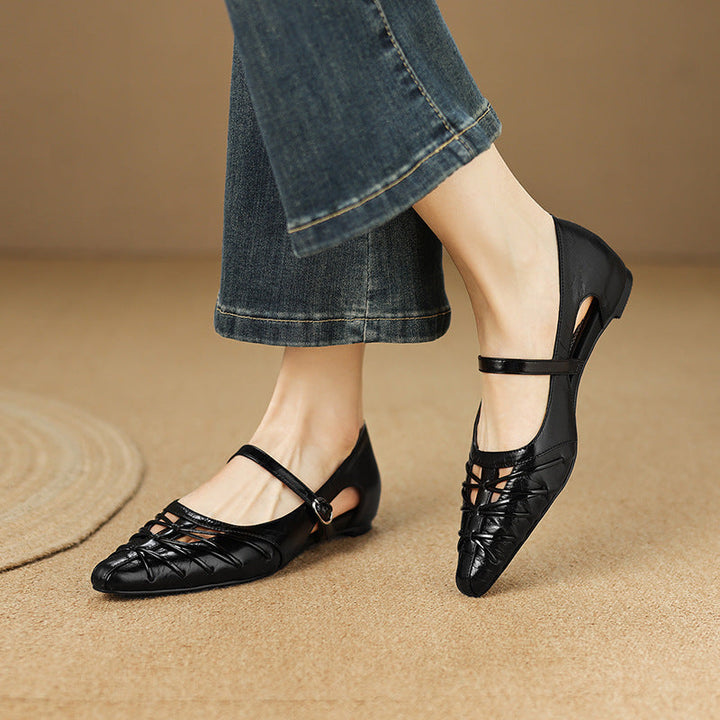 Quenby | Pointed Lattice-Cut Mary Jane Flat