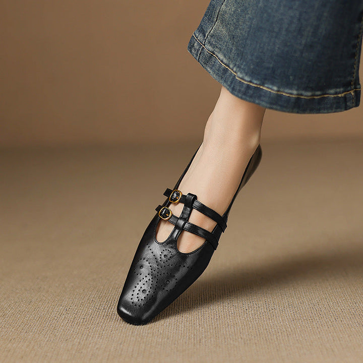 Ceyla | Brogued Double-Strap Mary Jane Flat