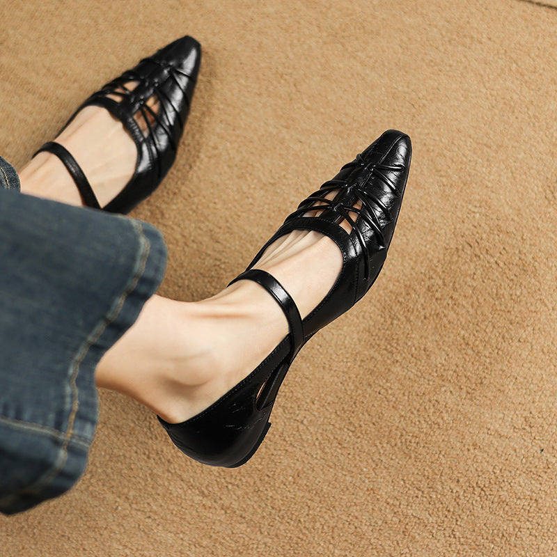 Quenby | Pointed Lattice-Cut Mary Jane Flat