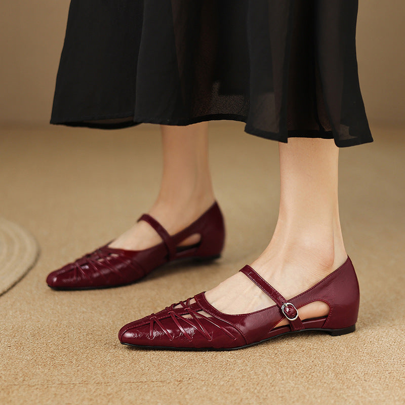 Quenby | Pointed Lattice-Cut Mary Jane Flat