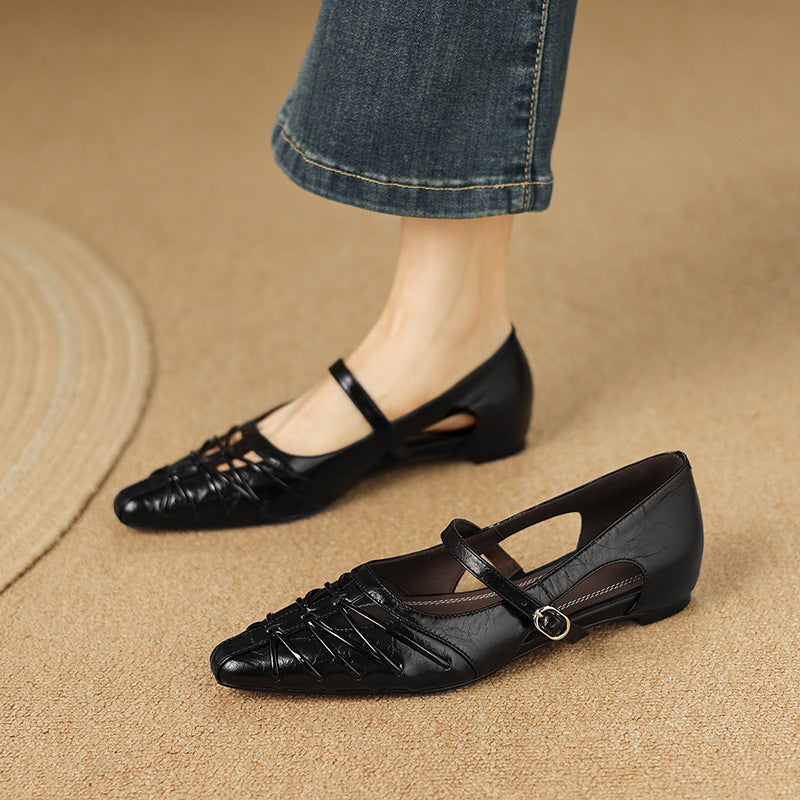Quenby | Pointed Lattice-Cut Mary Jane Flat