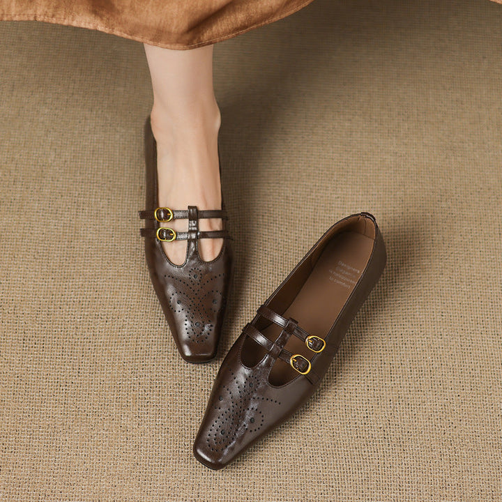 Ceyla | Brogued Double-Strap Mary Jane Flat