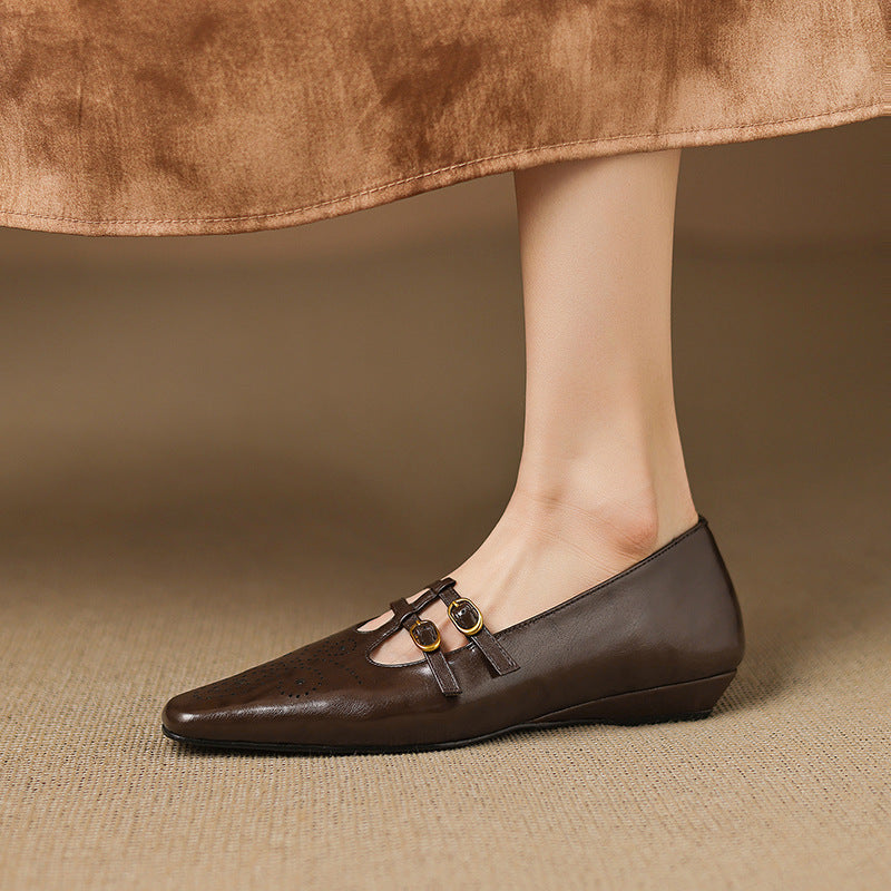 Ceyla | Brogued Double-Strap Mary Jane Flat
