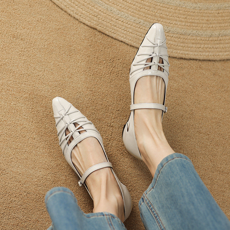 Quenby | Pointed Lattice-Cut Mary Jane Flat