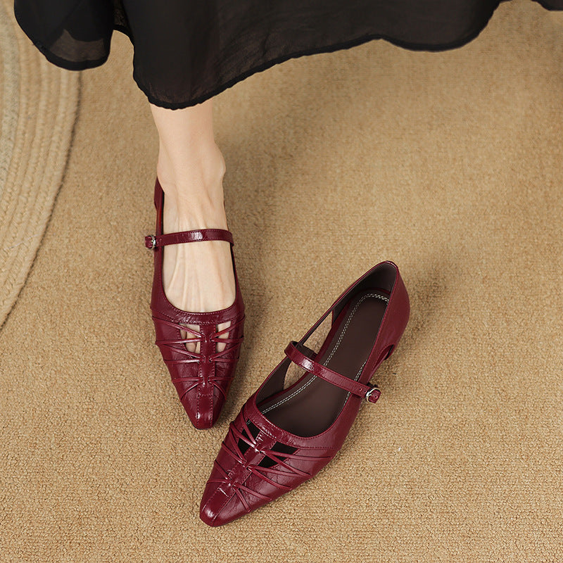 Quenby | Pointed Lattice-Cut Mary Jane Flat