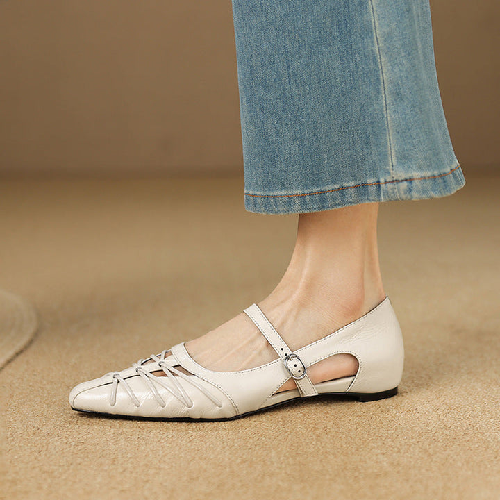 Quenby | Pointed Lattice-Cut Mary Jane Flat