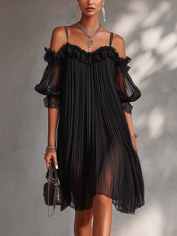 Aurora | Long Chiffon Dress with V-Neck
